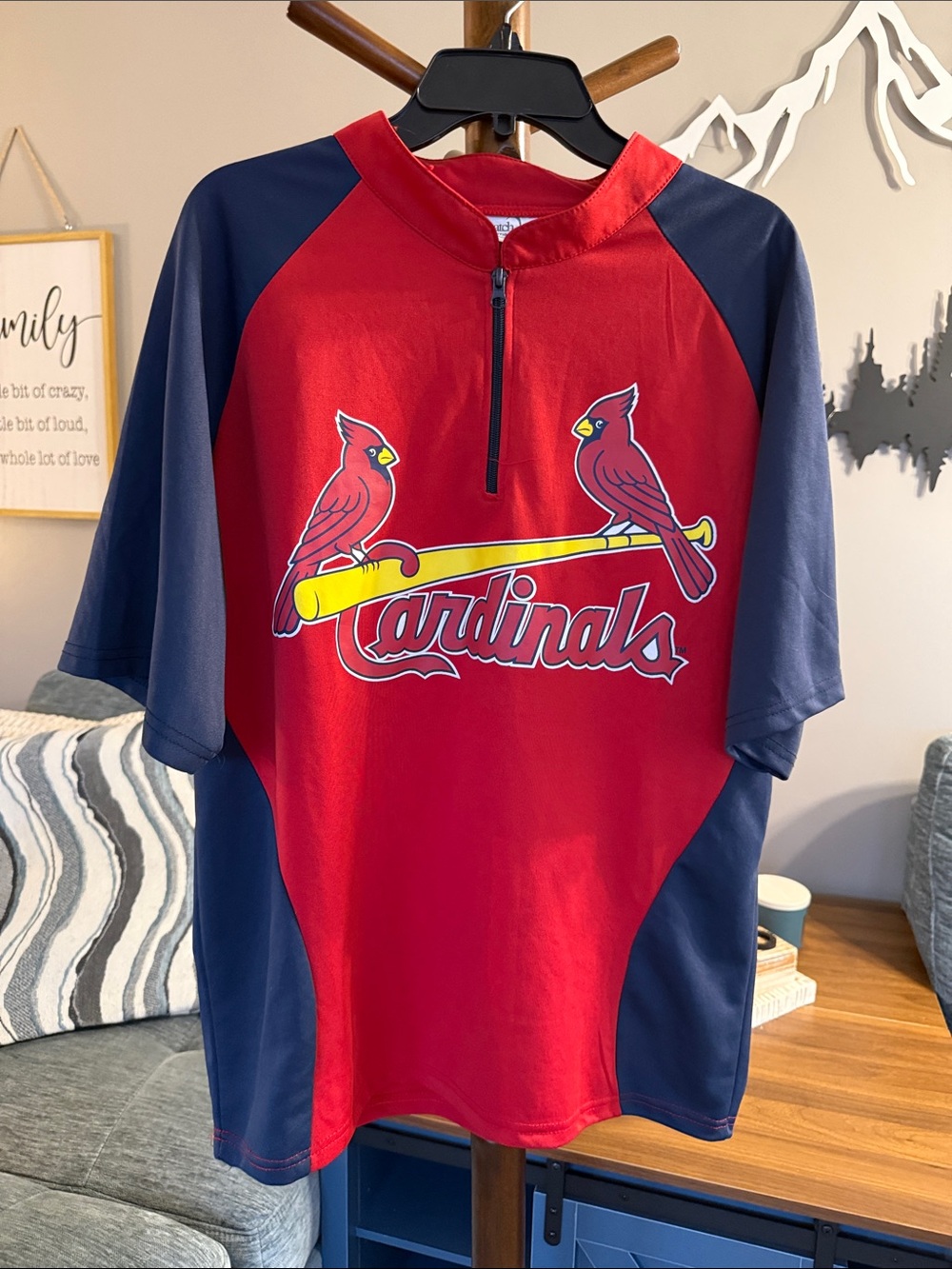St. Louis Cardinals Red & Navy Short Sleeve Pullover